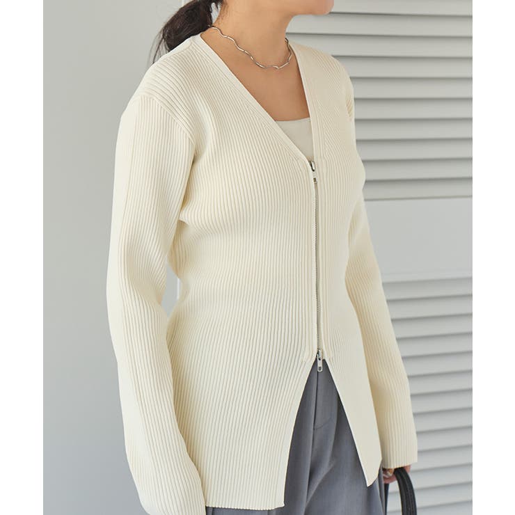 スリムアップジップニットカーディガン | titivate | 詳細画像7 