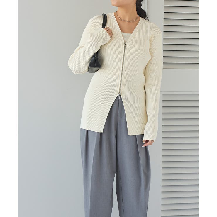 スリムアップジップニットカーディガン | titivate | 詳細画像9 