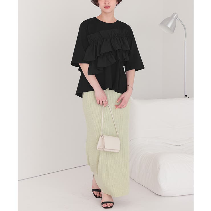 アシンメトリーギャザーフリルドッキングトップス | titivate | 詳細画像16 