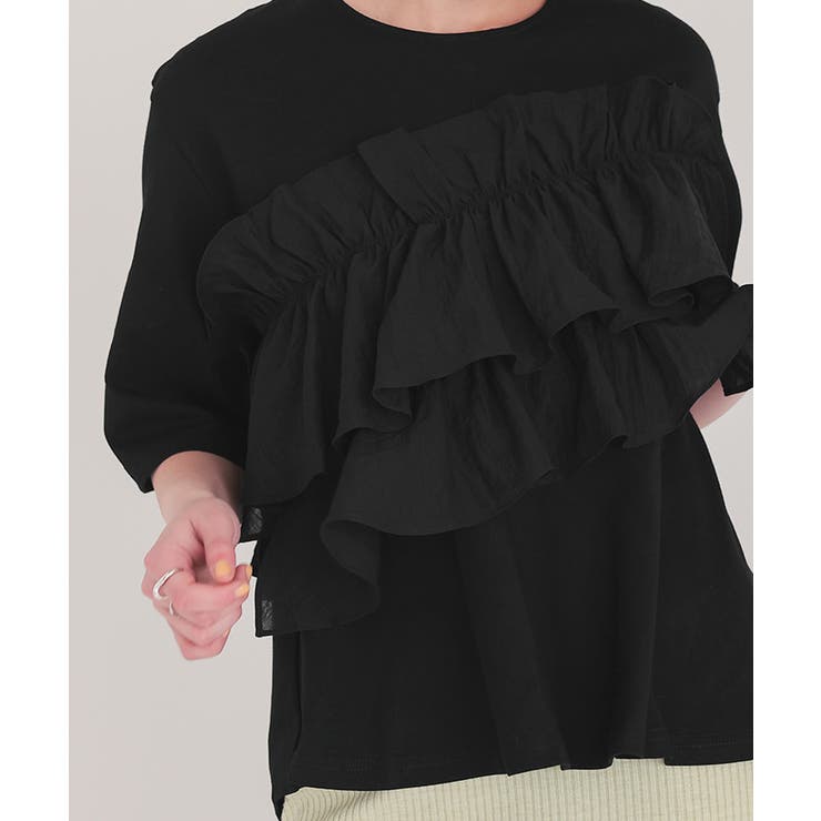 アシンメトリーギャザーフリルドッキングトップス | titivate | 詳細画像20 