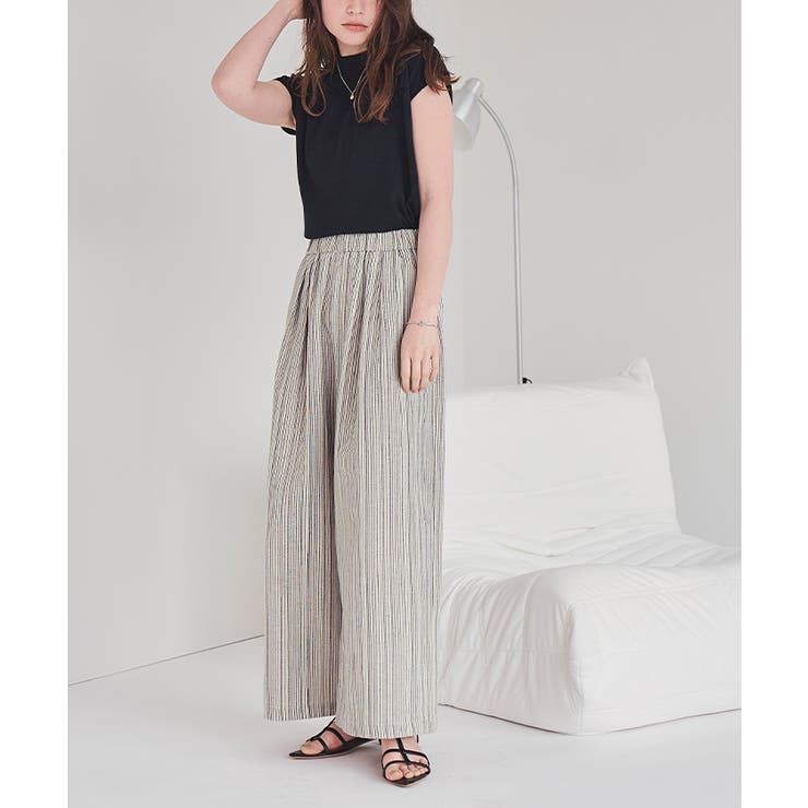 麻混ストライプワイドパンツ | titivate | 詳細画像16 