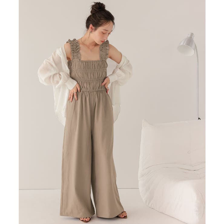 楽ちんきれいショルダーフリルシャーリングオールインワン | titivate | 詳細画像26 