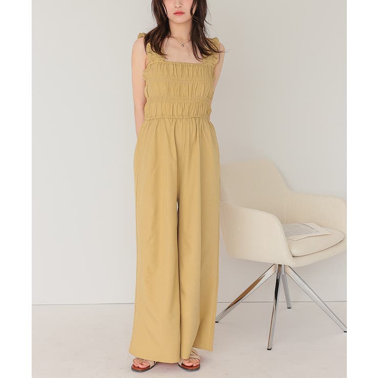 楽ちんきれいショルダーフリルシャーリングオールインワン | titivate | 詳細画像28 