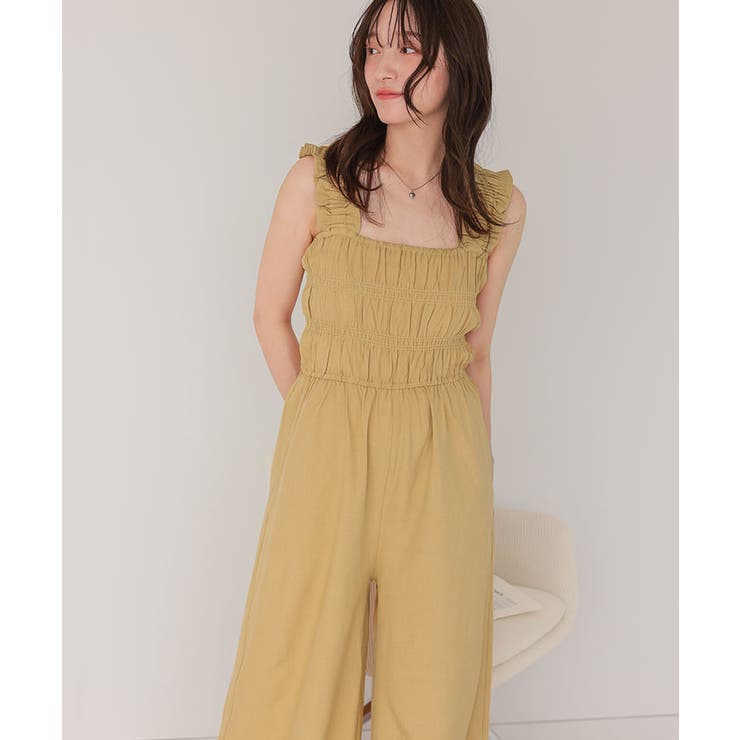 楽ちんきれいショルダーフリルシャーリングオールインワン | titivate | 詳細画像30 