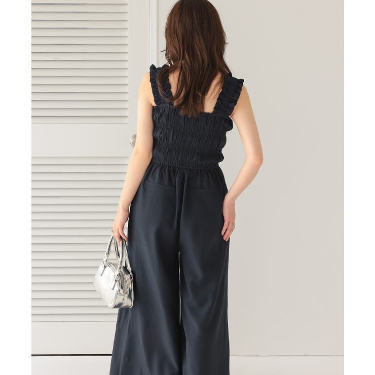 楽ちんきれいショルダーフリルシャーリングオールインワン | titivate | 詳細画像3 