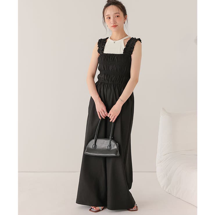 楽ちんきれいショルダーフリルシャーリングオールインワン | titivate | 詳細画像16 