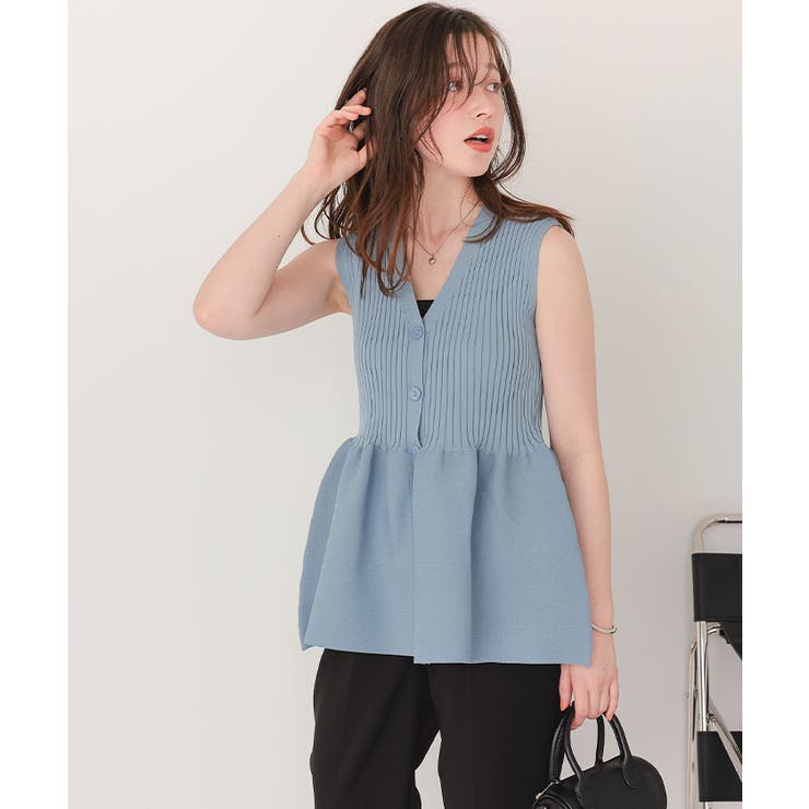 前後2wayノースリーブペプラムニットトップス | titivate | 詳細画像5 