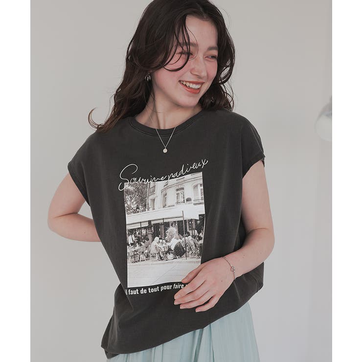 フレンチスリーブピグメントフォトプリントTシャツ | titivate | 詳細画像12 