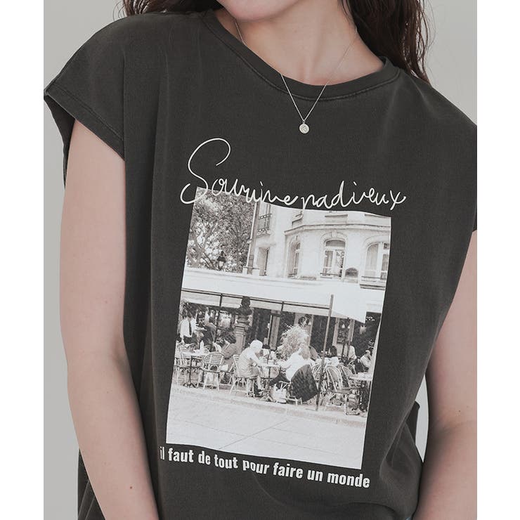 フレンチスリーブピグメントフォトプリントTシャツ | titivate | 詳細画像16 