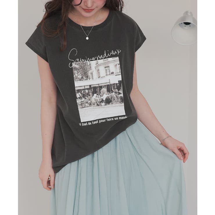 フレンチスリーブピグメントフォトプリントTシャツ | titivate | 詳細画像2 
