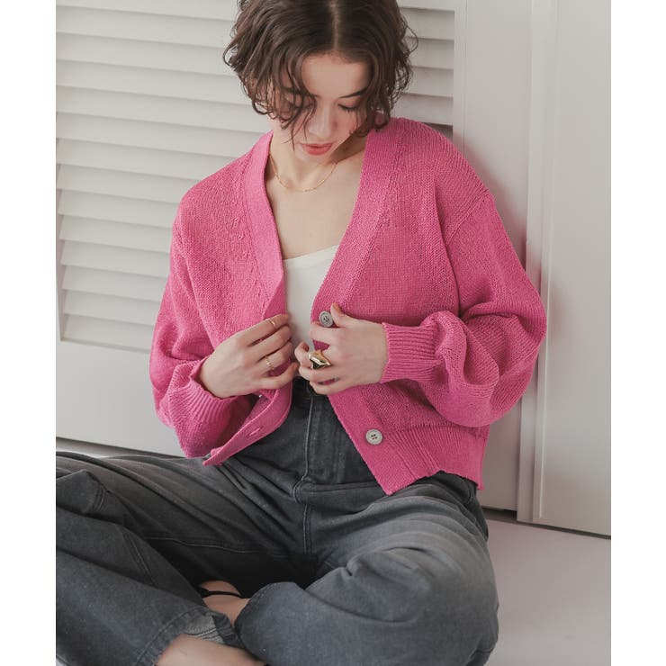 リネンタッチVネックニットカーディガン | titivate | 詳細画像2 