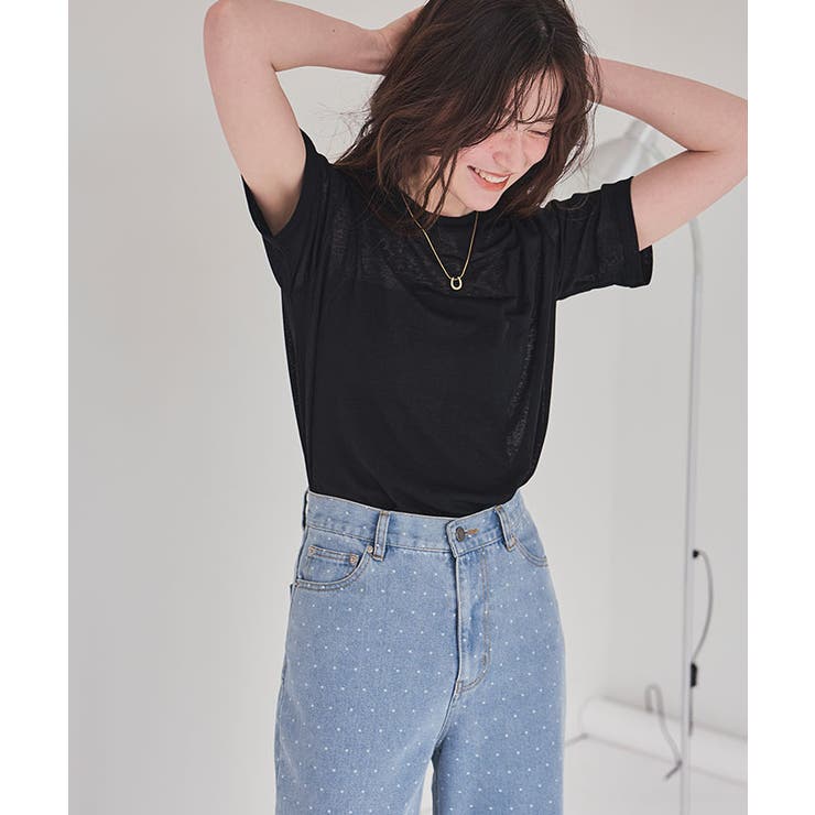 ハーフスリーブシアーカットソートップス | titivate | 詳細画像15 