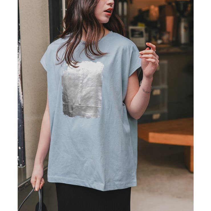 フレンチスリーブ箔ロゴTEE 楽天市場】ロゴ プリント フレンチスリーブ Tシャツ レディース