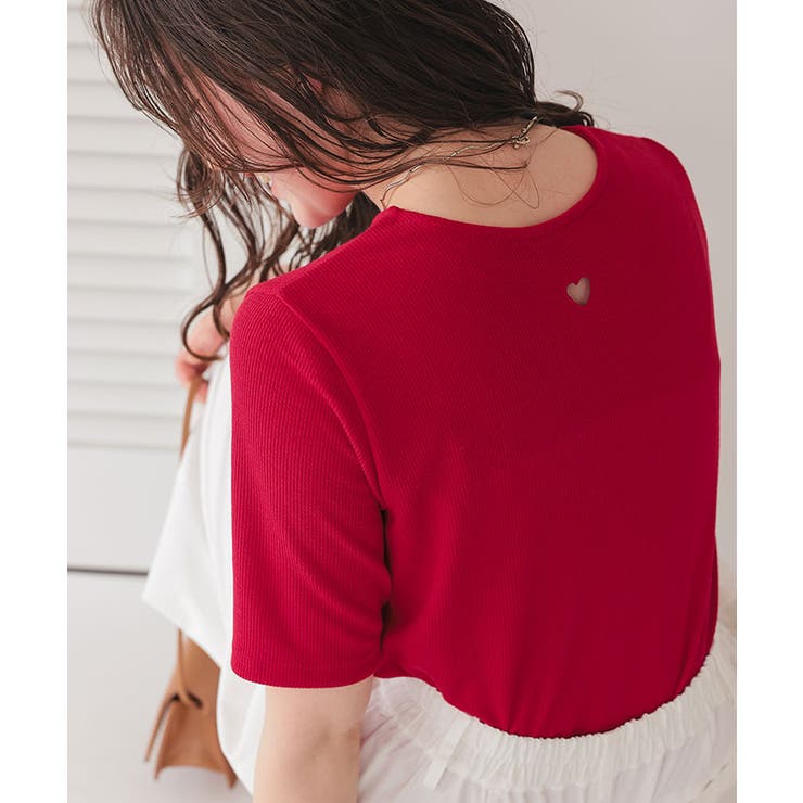 ハートカット刺繍前後2wayハーフスリーブTシャツ | titivate | 詳細画像9 