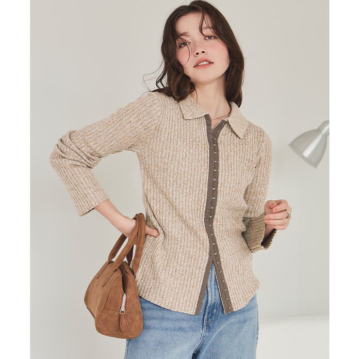 ホック付きポロ襟ミックスニット | titivate | 詳細画像32 