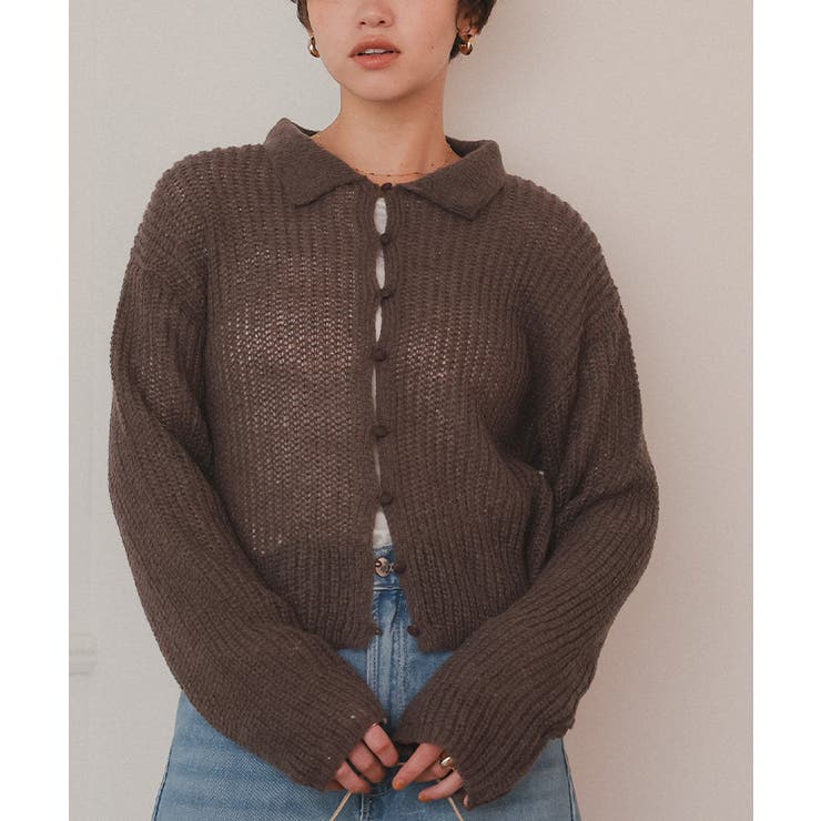 起毛糸ポロ襟シアーニット | titivate | 詳細画像22 