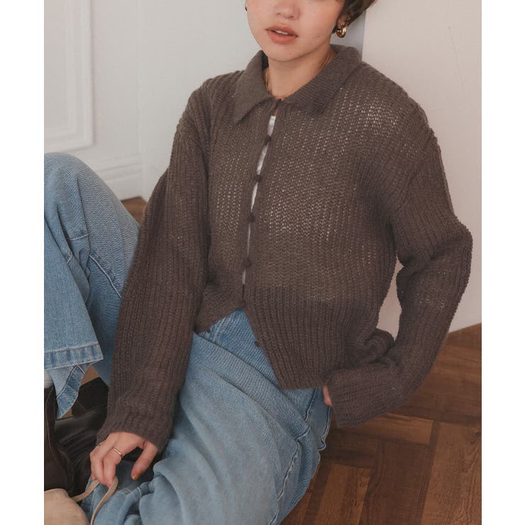 起毛糸ポロ襟シアーニット | titivate | 詳細画像3 