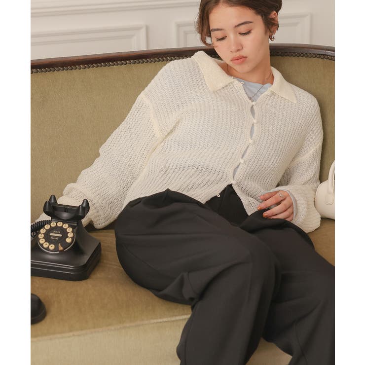 起毛糸ポロ襟シアーニット | titivate | 詳細画像6 