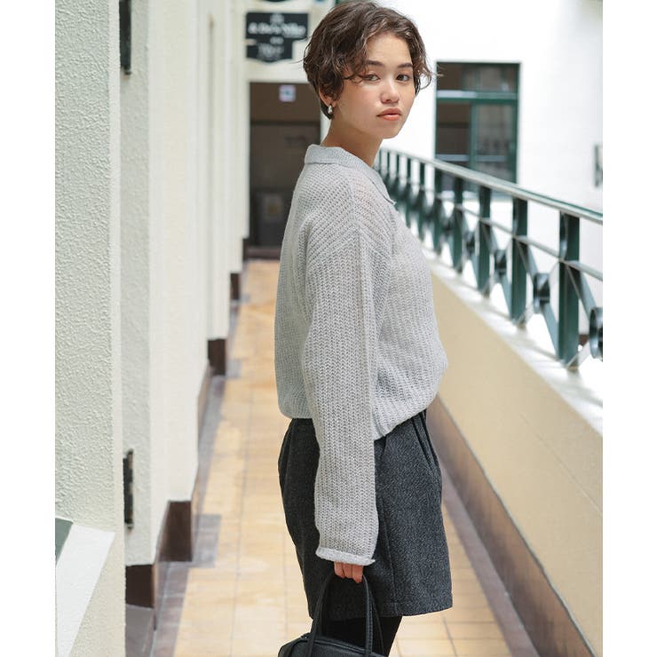 起毛糸ポロ襟シアーニット | titivate | 詳細画像18 