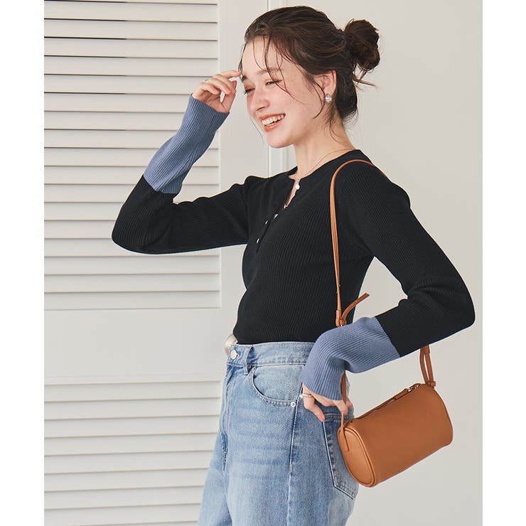 袖配色ヘンリーネックニット | titivate | 詳細画像34 