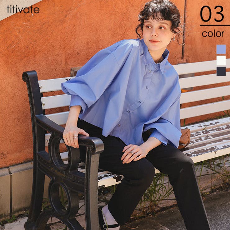 クロップド丈ギャザーデザインシャツ | titivate | 詳細画像1 