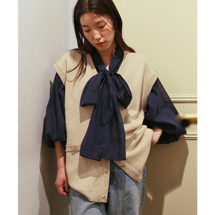 ゴールド釦オーバーニットベスト | titivate | 詳細画像20 