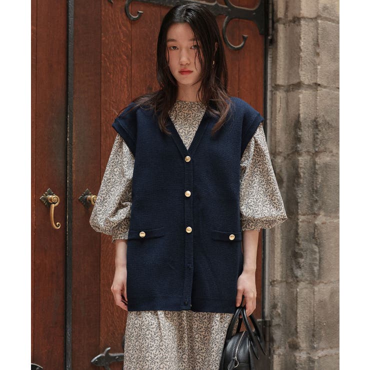 ゴールド釦オーバーニットベスト | titivate | 詳細画像22 