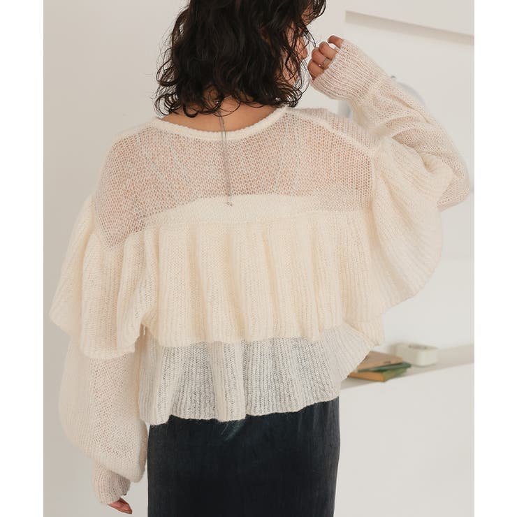 ティアードフリルモヘアライクローゲージニットトップス | titivate | 詳細画像25 