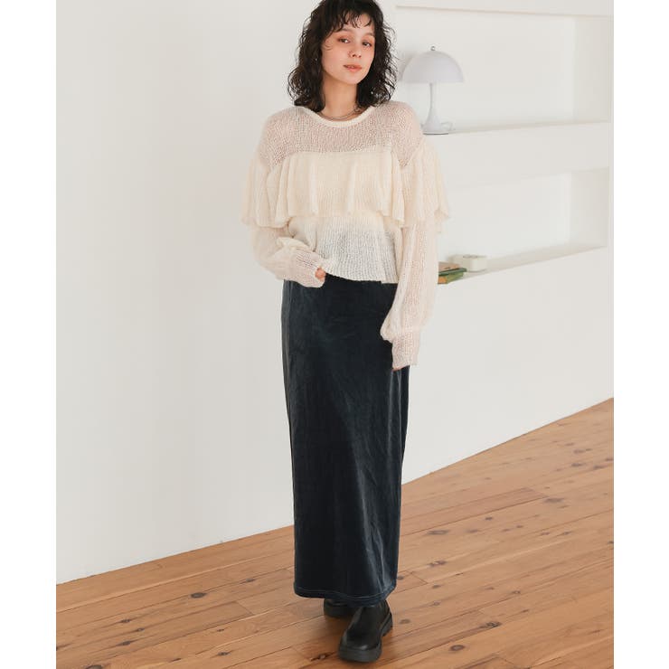 ティアードフリルモヘアライクローゲージニットトップス | titivate | 詳細画像26 