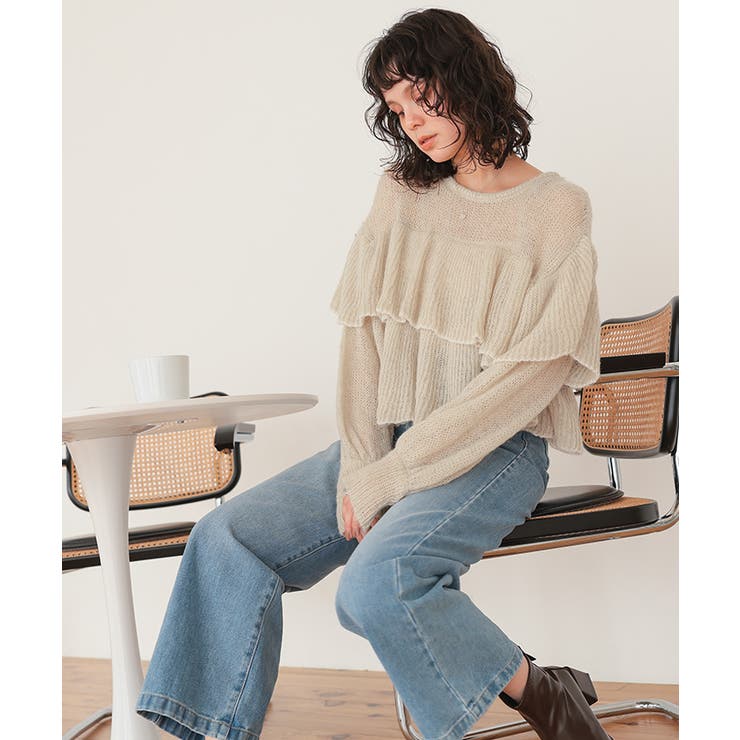 ティアードフリルモヘアライクローゲージニットトップス | titivate | 詳細画像29 