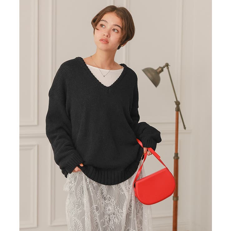 ルーズ深Vネックニットプルオーバー | titivate | 詳細画像35 