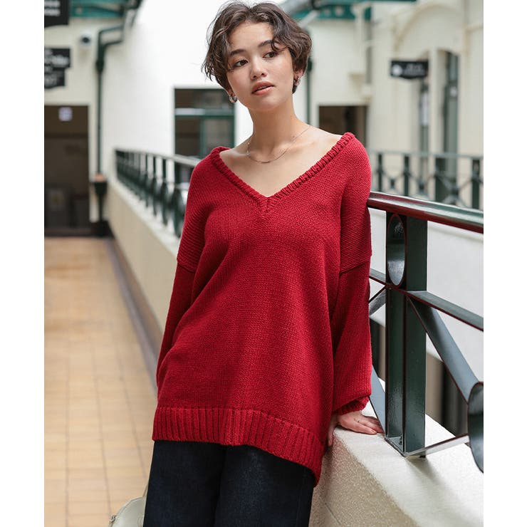 ルーズ深Vネックニットプルオーバー | titivate | 詳細画像7 