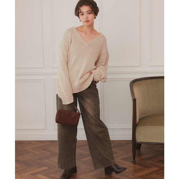 ルーズ深Vネックニットプルオーバー | titivate | 詳細画像12 