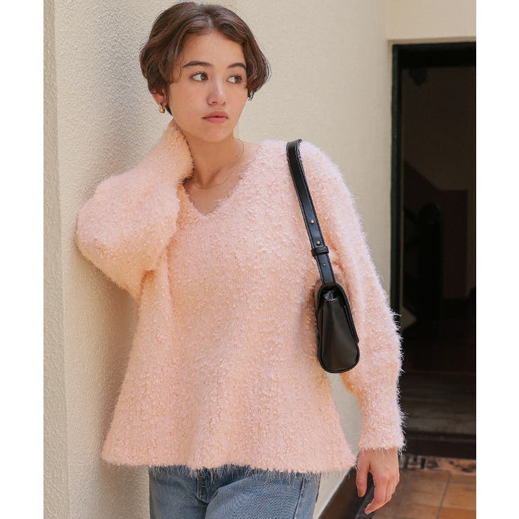 ポコポコシャギーオーバーサイズVネックニット | titivate | 詳細画像2 