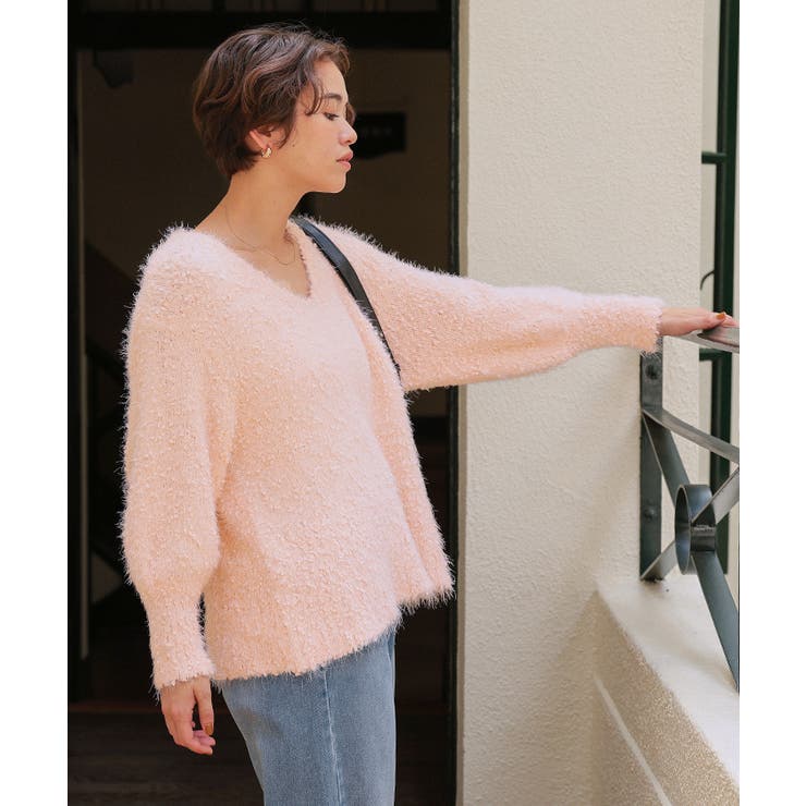 ポコポコシャギーオーバーサイズVネックニット | titivate | 詳細画像3 