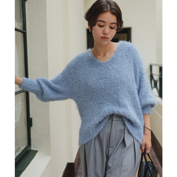 ポコポコシャギーオーバーサイズVネックニット | titivate | 詳細画像6 