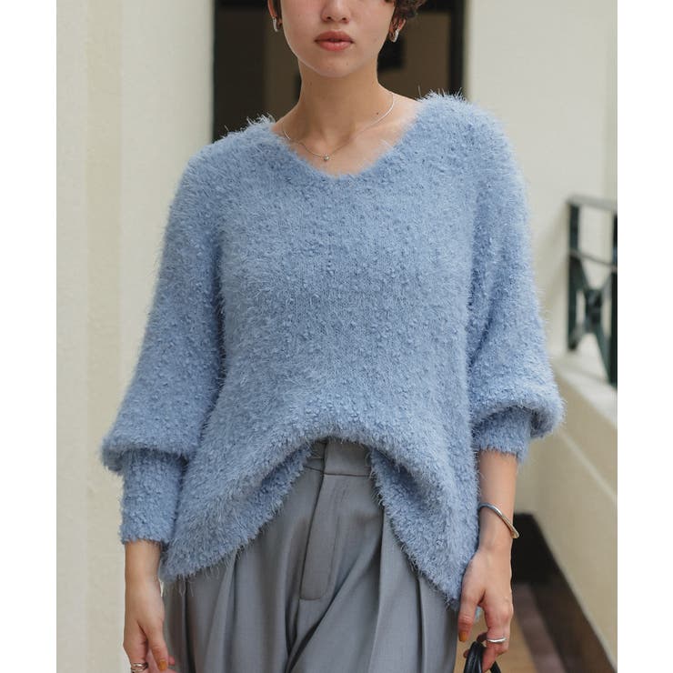 ポコポコシャギーオーバーサイズVネックニット | titivate | 詳細画像9 
