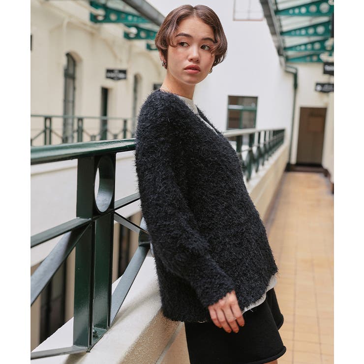 ポコポコシャギーオーバーサイズVネックニット | titivate | 詳細画像12 