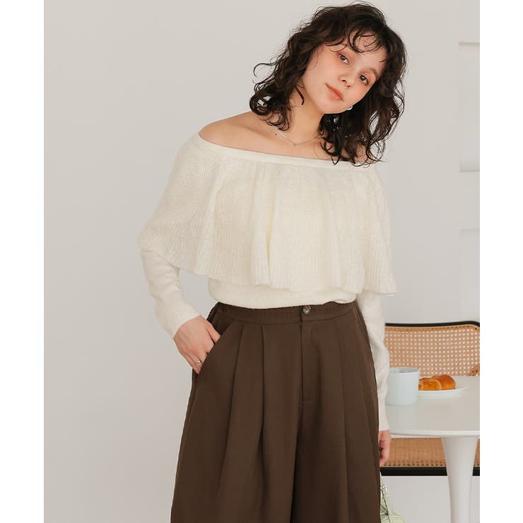 ウールブレンドマルチwayフリルニットトップス | titivate | 詳細画像8 