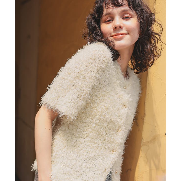 ハーフスリーブシャギーニットトップス | titivate | 詳細画像21 