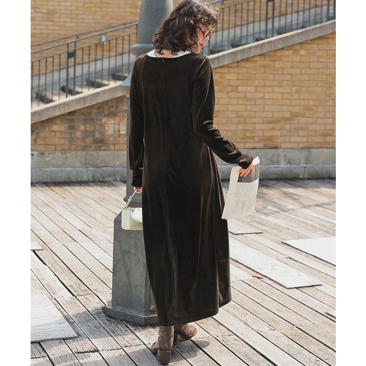 ベロアロングスリーブワンピース[品番：TV000018094]｜titivate