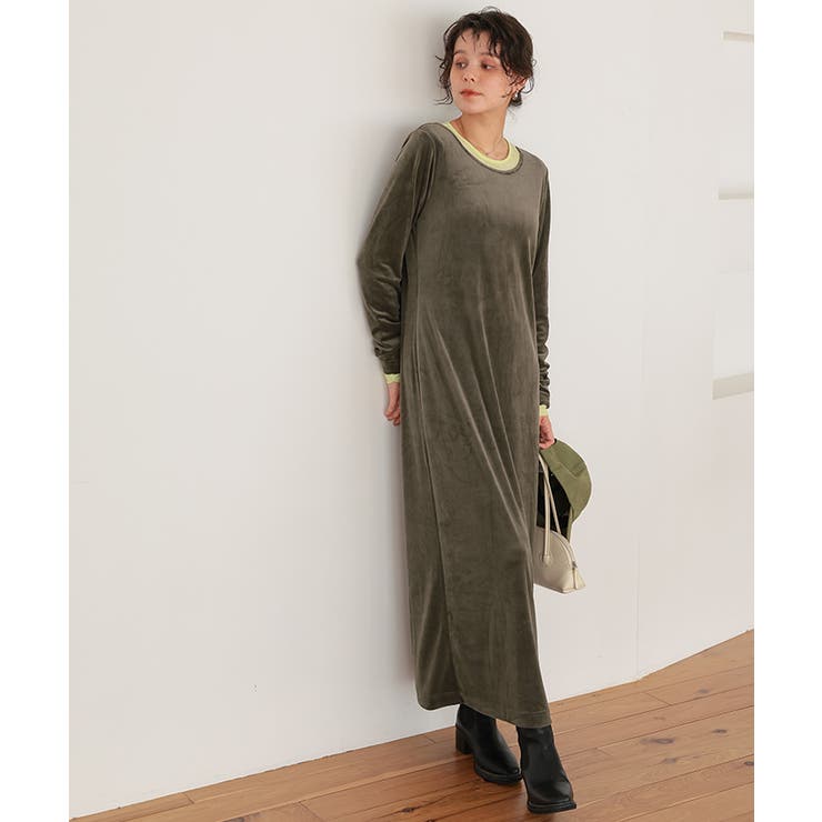 極美品♡ 大きいサイズ44 23区 アプロディール ベロア ロングワンピース APPLAUDIR】ベロアコンビ ドレス / 23区 | ファッション通販 【公式