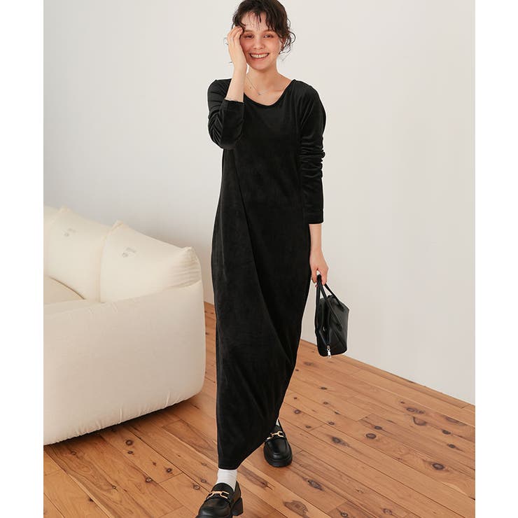 ベロアロングスリーブワンピース[品番：TV000018094]｜titivate
