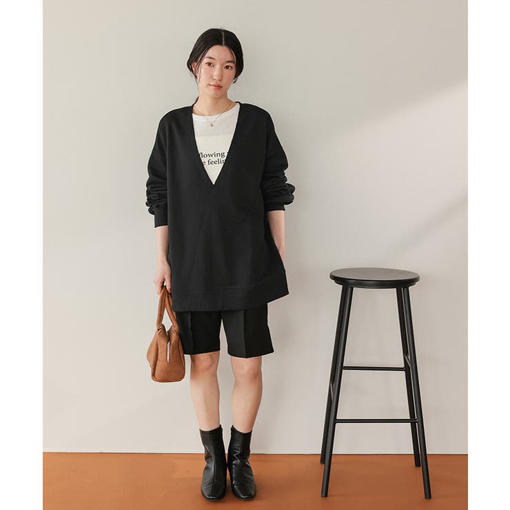 深Vネックサイドスリットスウェットプルオーバー | titivate | 詳細画像33 