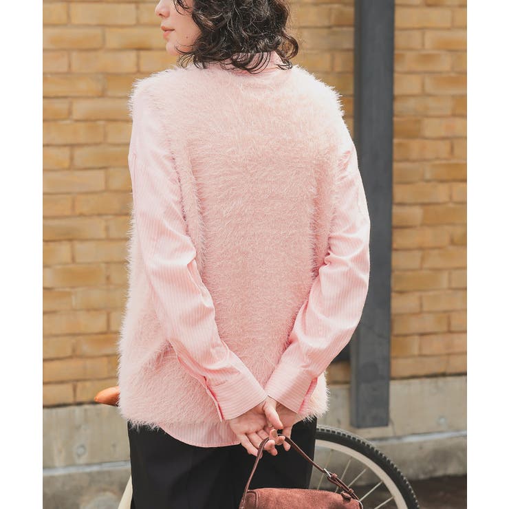 Vネックオーバーサイズシャギーニットベスト | titivate | 詳細画像3 