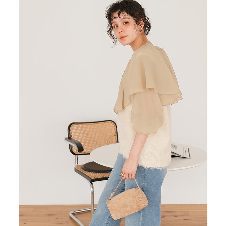 Vネックオーバーサイズシャギーニットベスト | titivate | 詳細画像10 