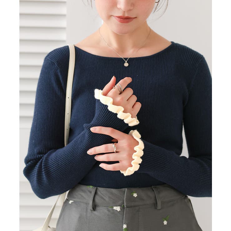 ふわっとタッチフリルスリーブリブニット | titivate | 詳細画像19 