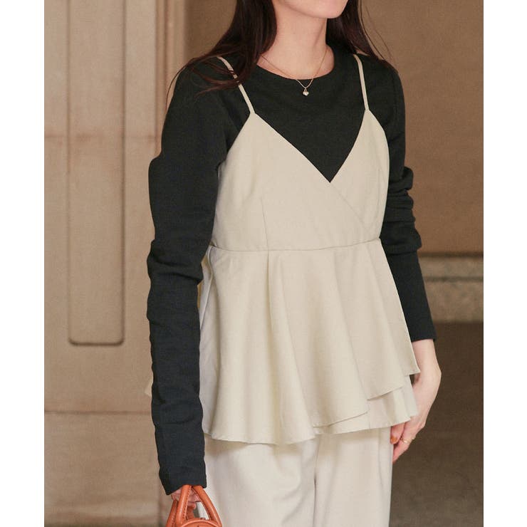 ペプラムキャミソールトップスドッキングオールインワン | titivate | 詳細画像15 