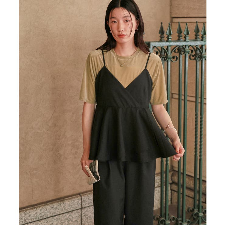 ペプラムキャミソールトップスドッキングオールインワン | titivate | 詳細画像18 