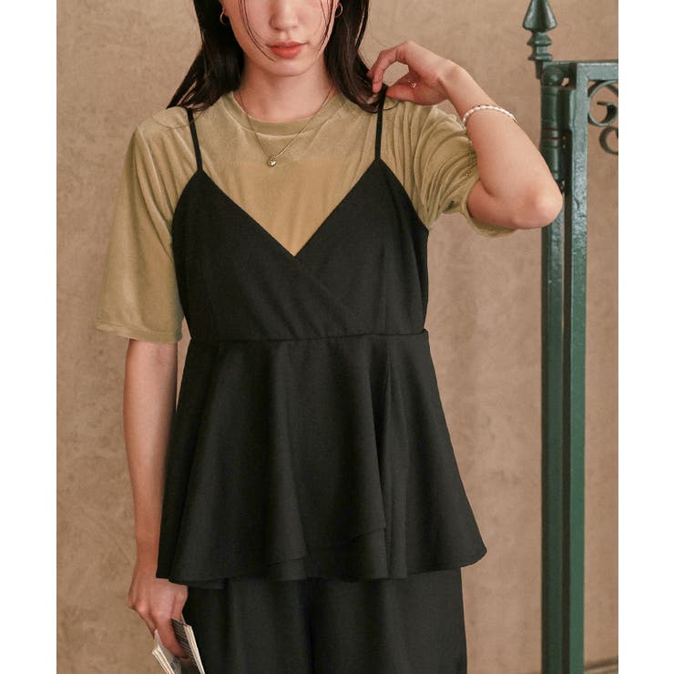 ペプラムキャミソールトップスドッキングオールインワン | titivate | 詳細画像6 